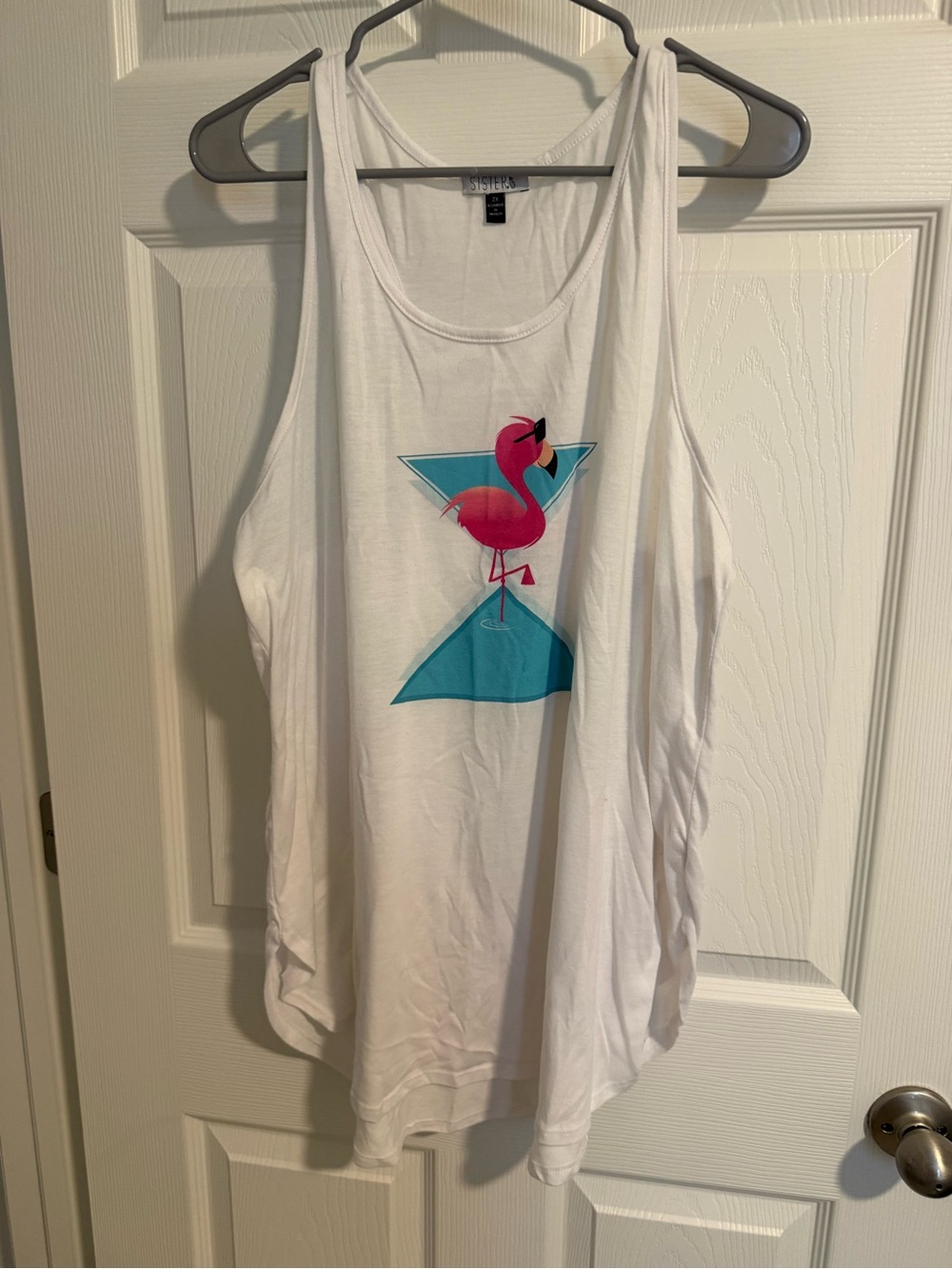 White Flamingo Graphic Tank Top - Pink & Teal
